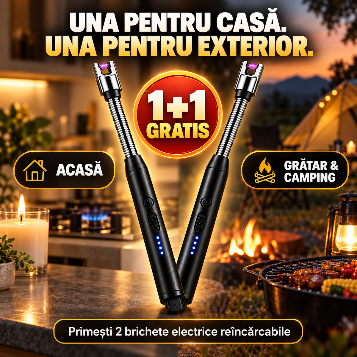 (1+1 GRATIS) - Brichetă Electrică Reîncărcabilă USB