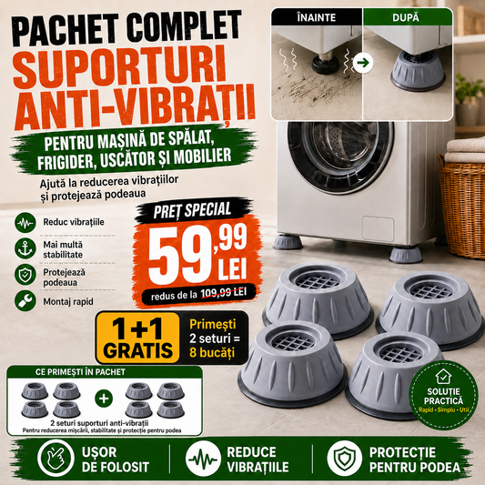 Suporturi Anti-Vibrații pentru Mașina de Spălat – 1+1 Gratis