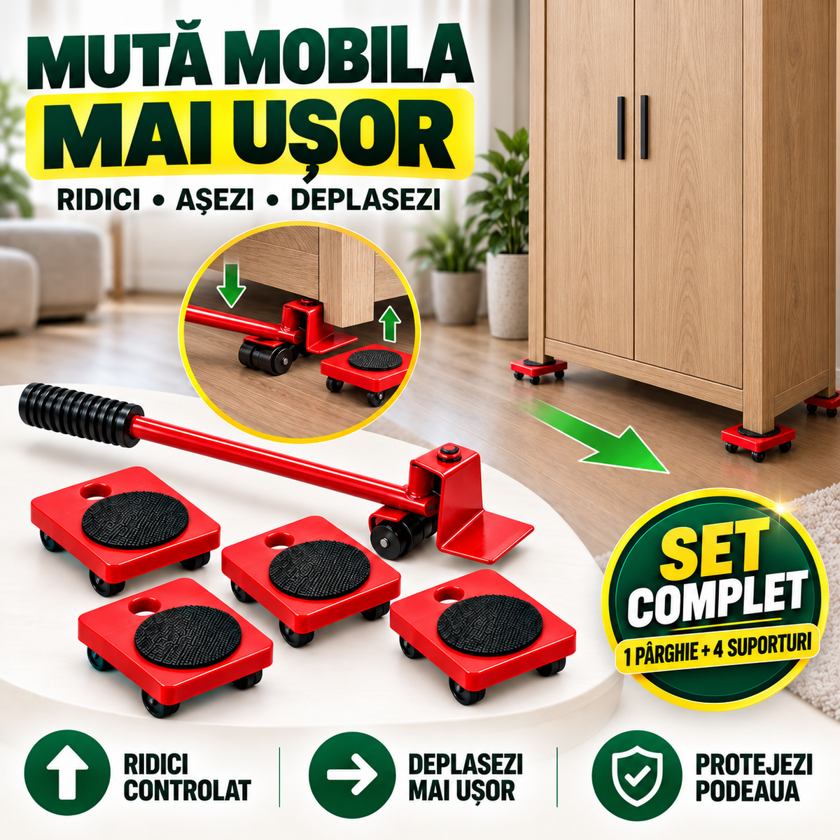 Setul MoveLift™ –  Pentru Ridicarea și Mutarea Mobilierului