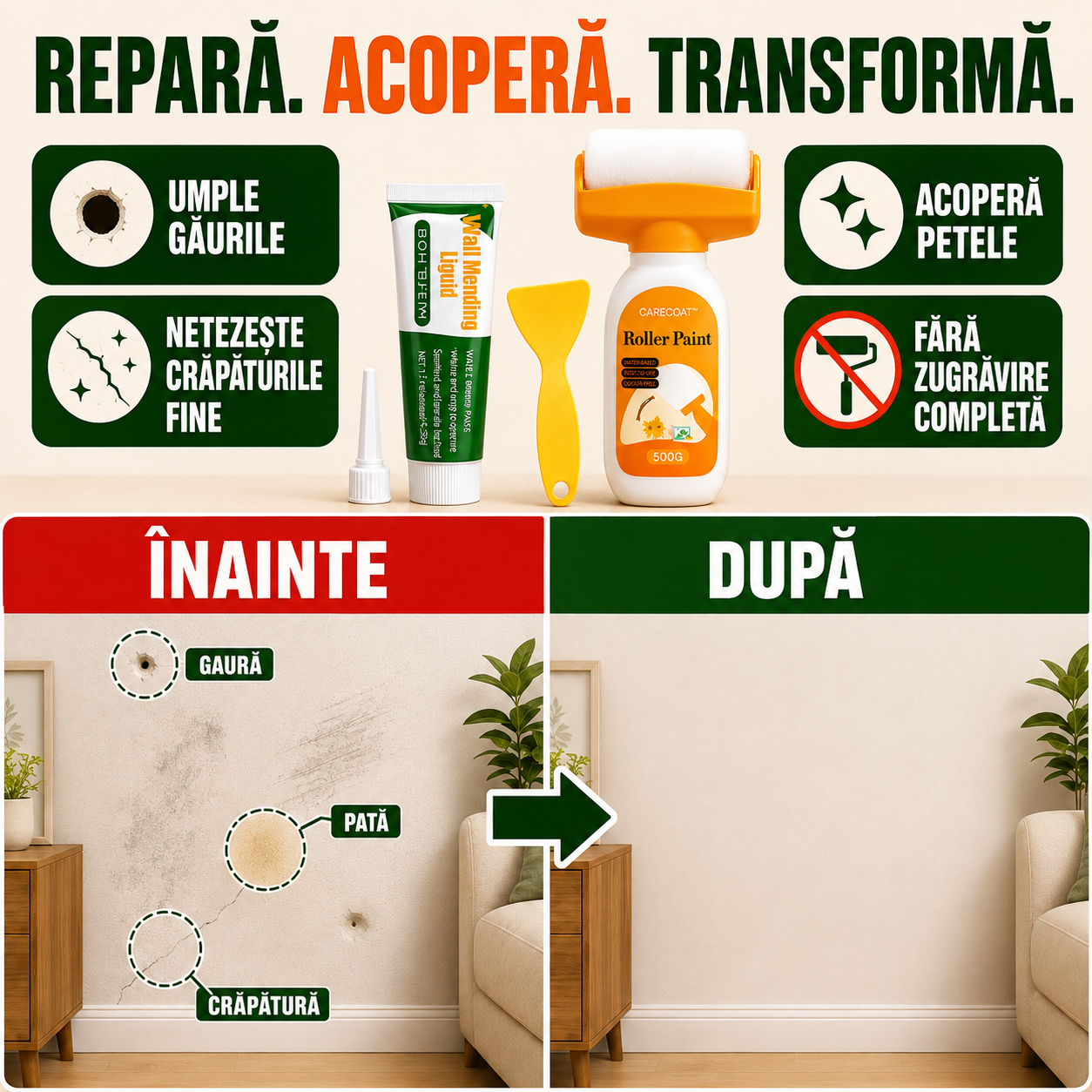 Două soluții, un perete ca nou